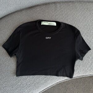 Off-White Black Knit Crop Top Logo Tee